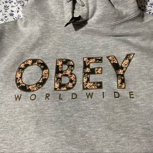 Obey floral print logo hoodie